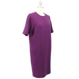 Escada Amethyst Purple Dixa Shift Dress Back Zip Wool Short Sleeve 32 2/4